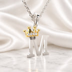 Arias by Lara Dutta Elegant Crowned Alphabet M Diamond Pendant