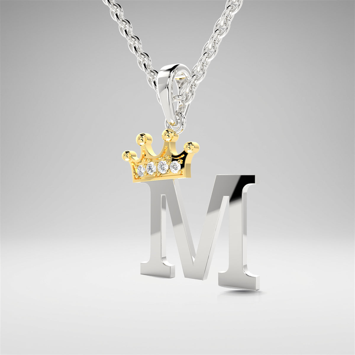 Arias by Lara Dutta Elegant Crowned Alphabet M Diamond Pendant