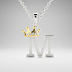 Arias by Lara Dutta Elegant Crowned Alphabet M Diamond Pendant