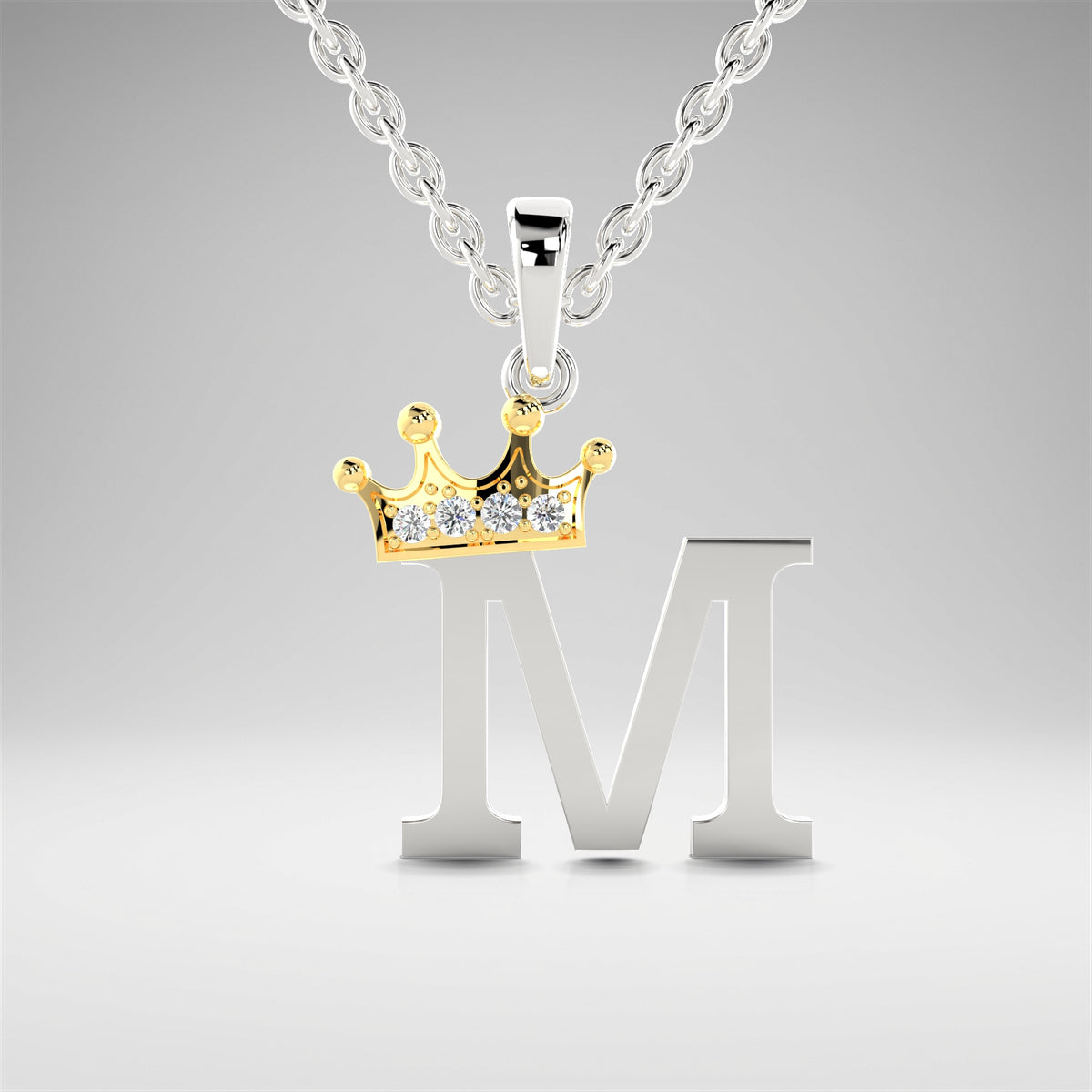 Arias by Lara Dutta Elegant Crowned Alphabet M Diamond Pendant