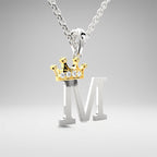 Arias by Lara Dutta Elegant Crowned Alphabet M Diamond Pendant
