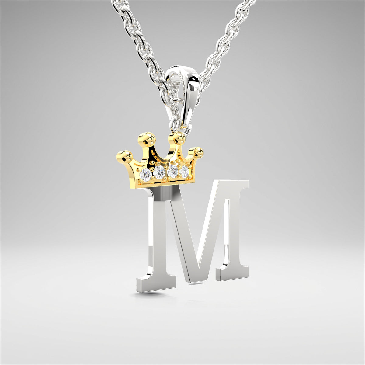 Arias by Lara Dutta Elegant Crowned Alphabet M Diamond Pendant