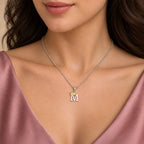 Arias by Lara Dutta Elegant Crowned Alphabet M Diamond Pendant