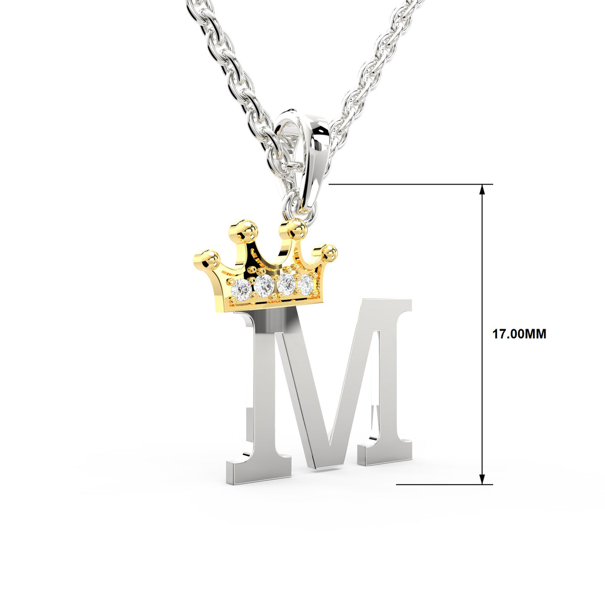 Arias by Lara Dutta Elegant Crowned Alphabet M Diamond Pendant