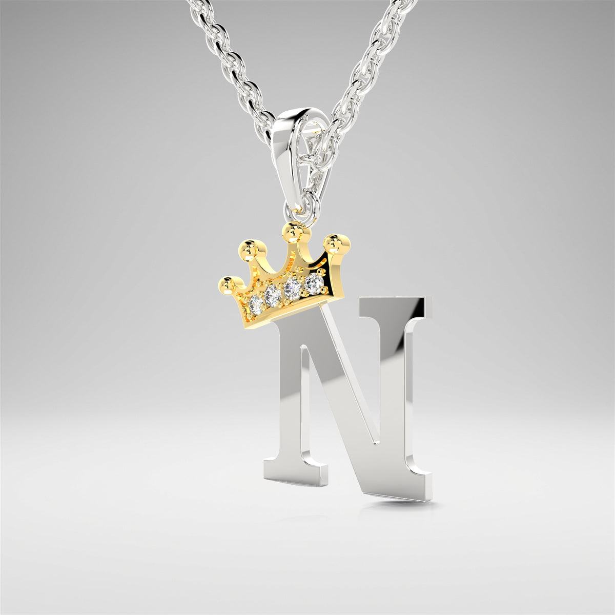 Arias by Lara Dutta Elegant Crowned Alphabet N Diamond Pendant