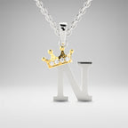 Arias by Lara Dutta Elegant Crowned Alphabet N Diamond Pendant