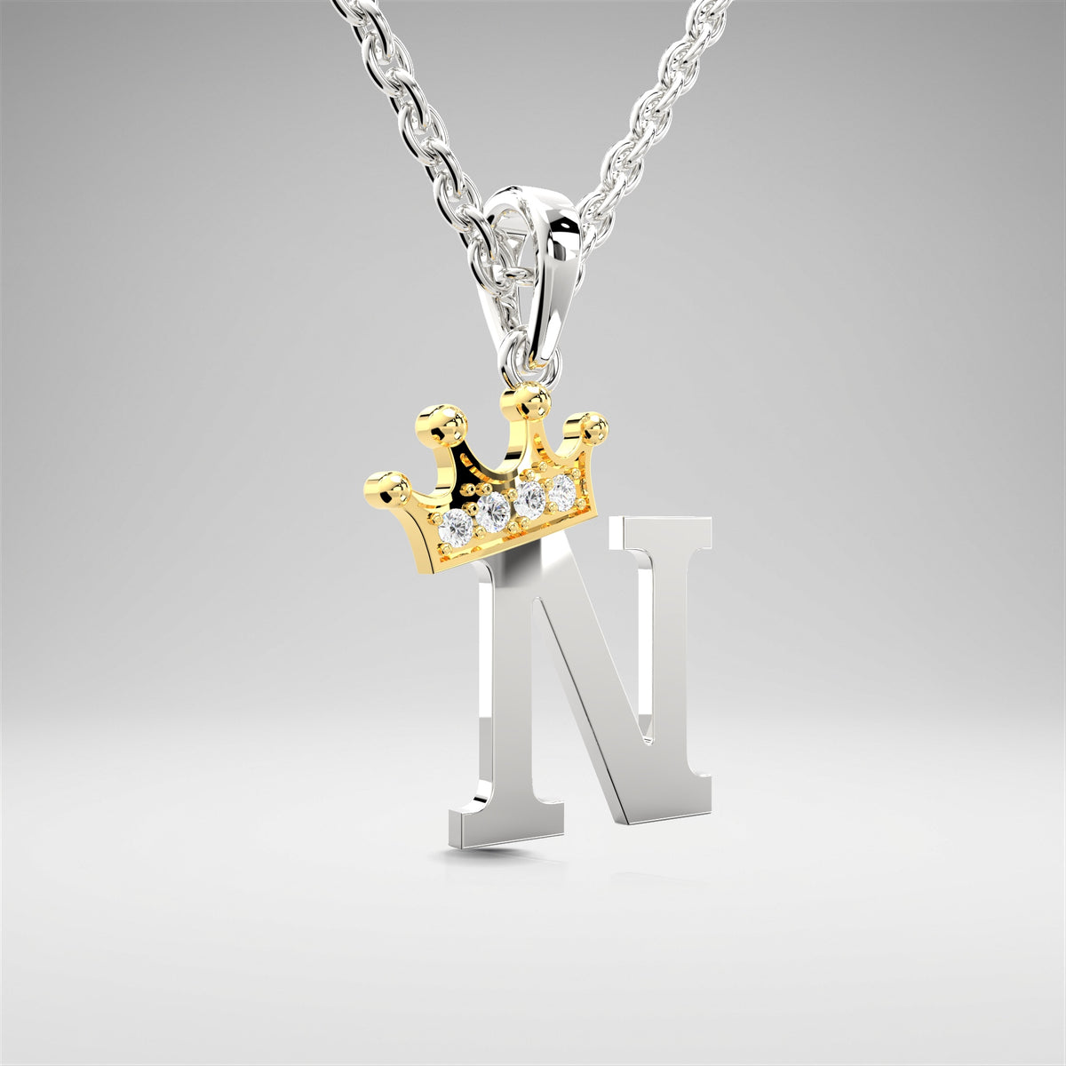 Arias by Lara Dutta Elegant Crowned Alphabet N Diamond Pendant