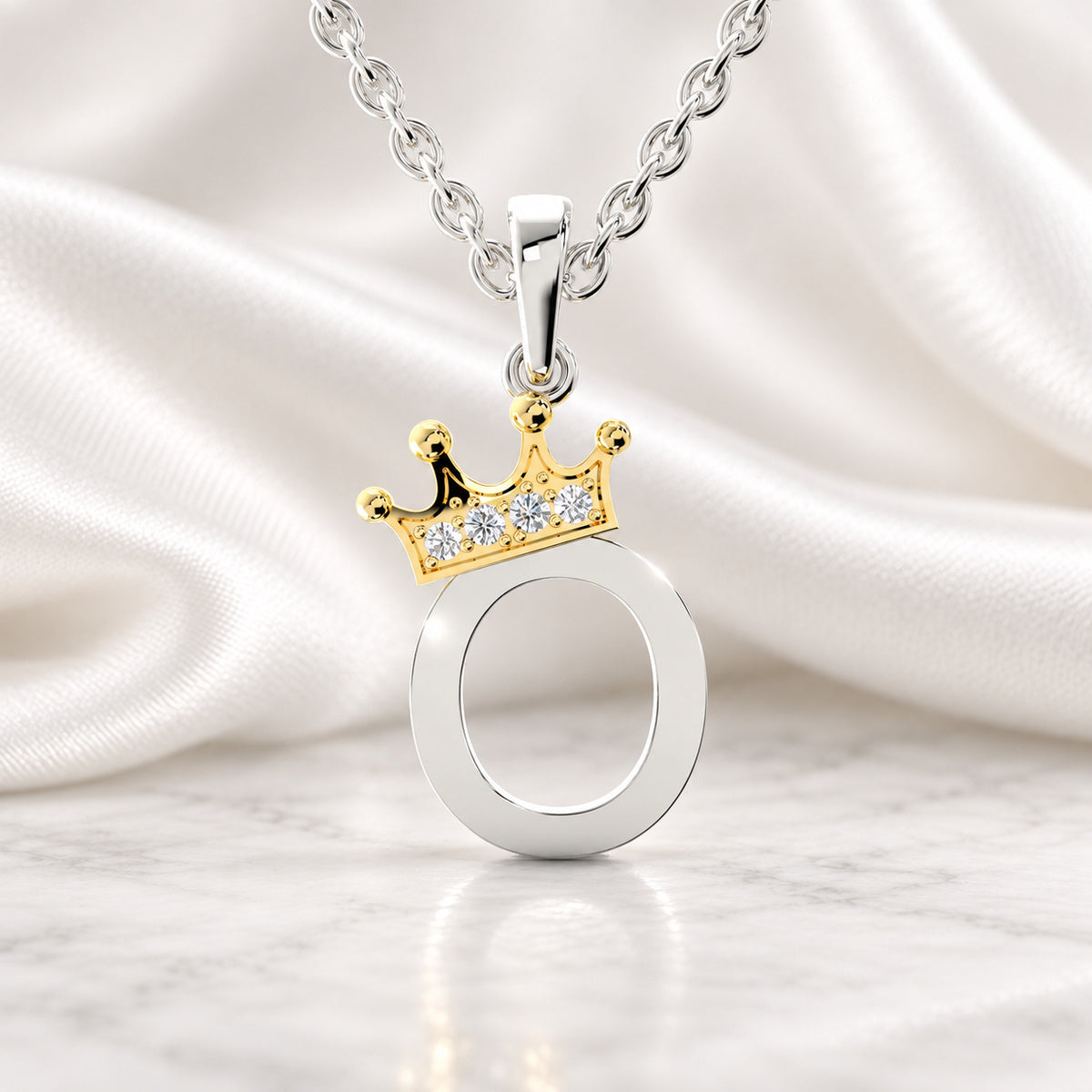 Arias by Lara Dutta Elegant Crowned Alphabet O Diamond Pendant
