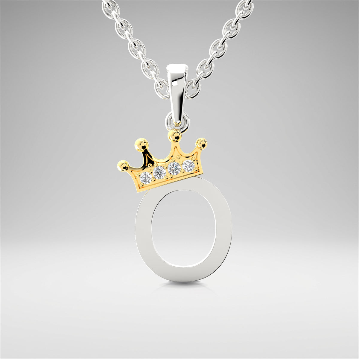 Arias by Lara Dutta Elegant Crowned Alphabet O Diamond Pendant