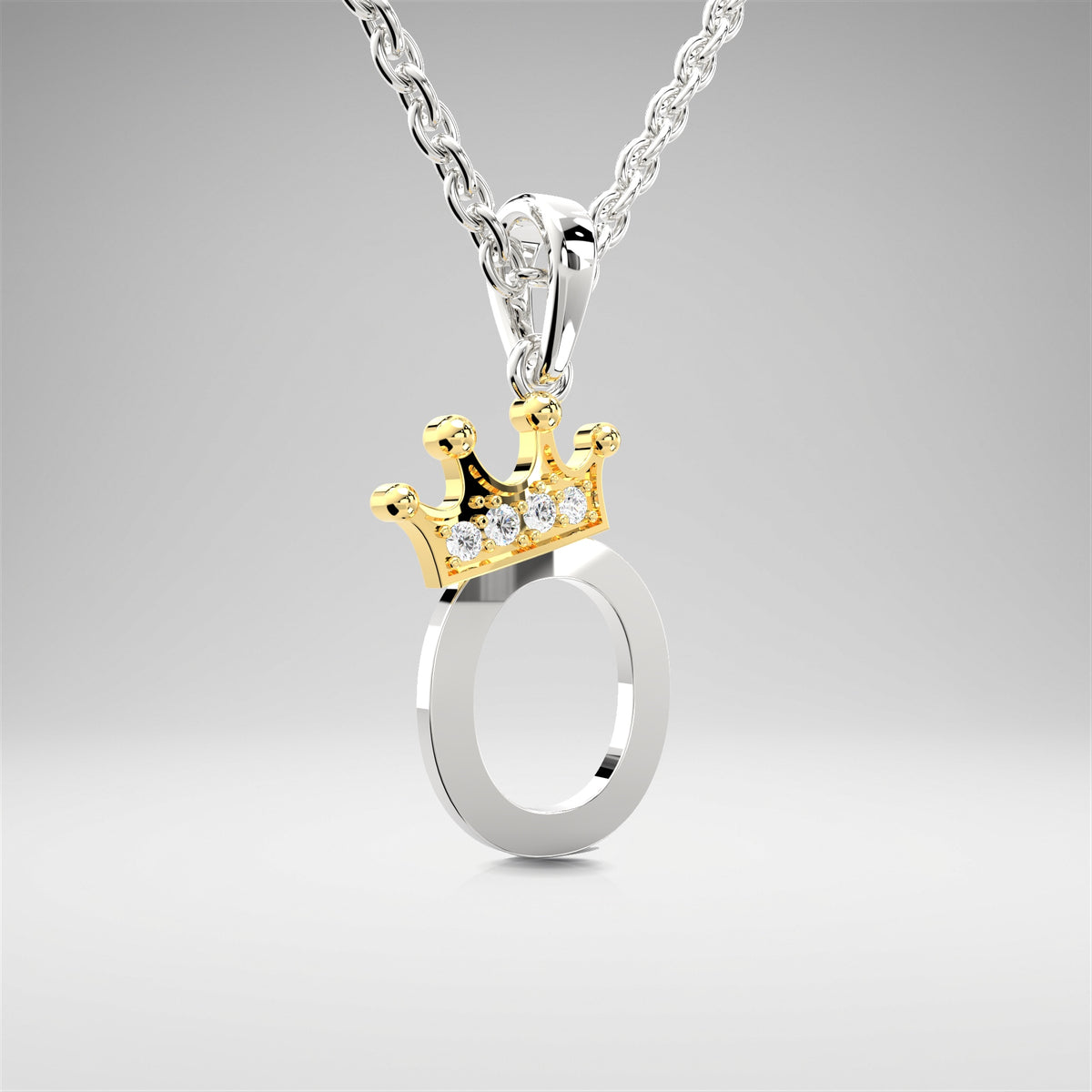 Arias by Lara Dutta Elegant Crowned Alphabet O Diamond Pendant