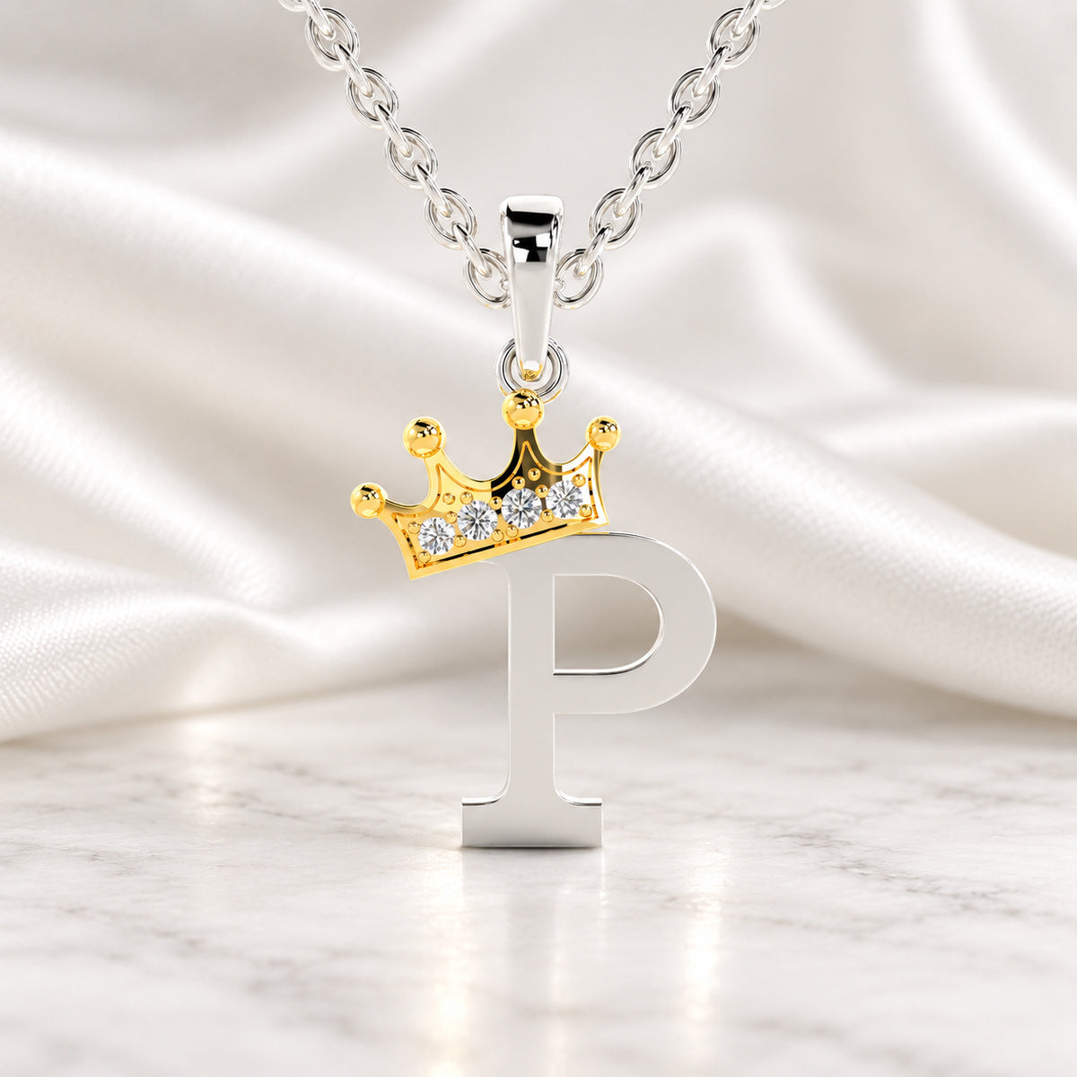 Arias by Lara Dutta Elegant Crowned Alphabet P Diamond Pendant
