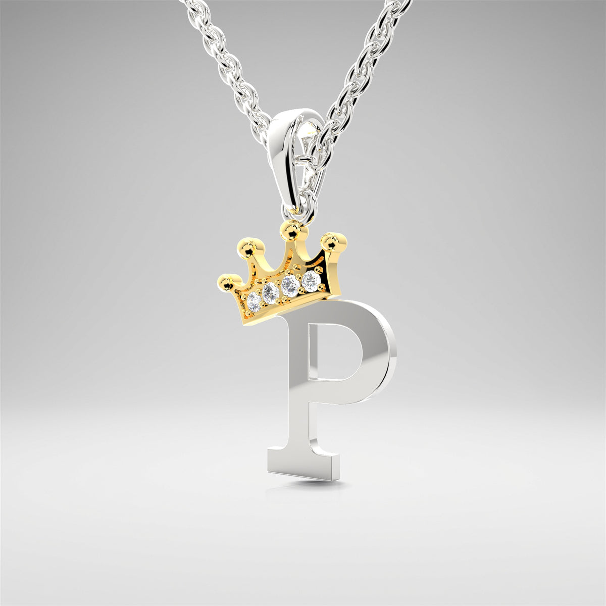Arias by Lara Dutta Elegant Crowned Alphabet P Diamond Pendant