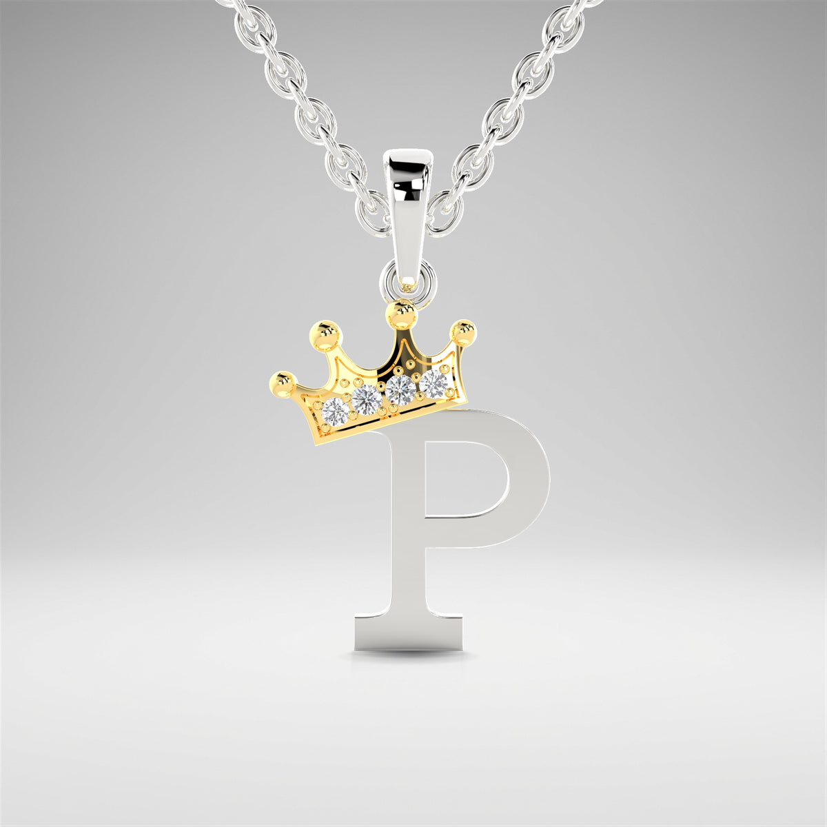 Arias by Lara Dutta Elegant Crowned Alphabet P Diamond Pendant