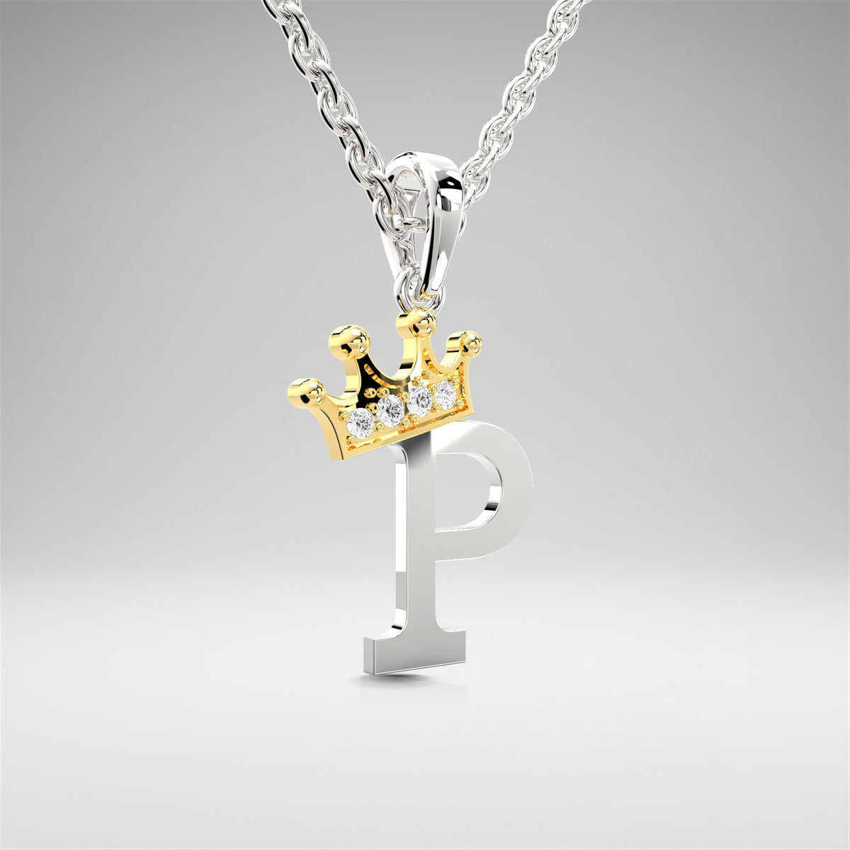 Arias by Lara Dutta Elegant Crowned Alphabet P Diamond Pendant