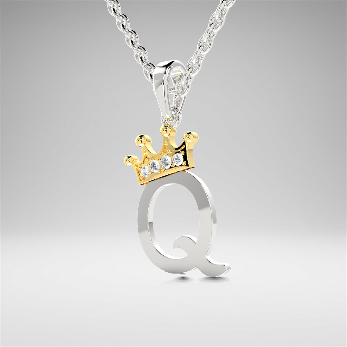 Arias by Lara Dutta Elegant Crowned Alphabet Q Diamond Pendant