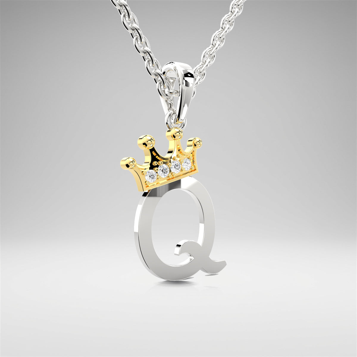 Arias by Lara Dutta Elegant Crowned Alphabet Q Diamond Pendant