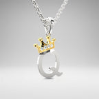 Arias by Lara Dutta Elegant Crowned Alphabet Q Diamond Pendant