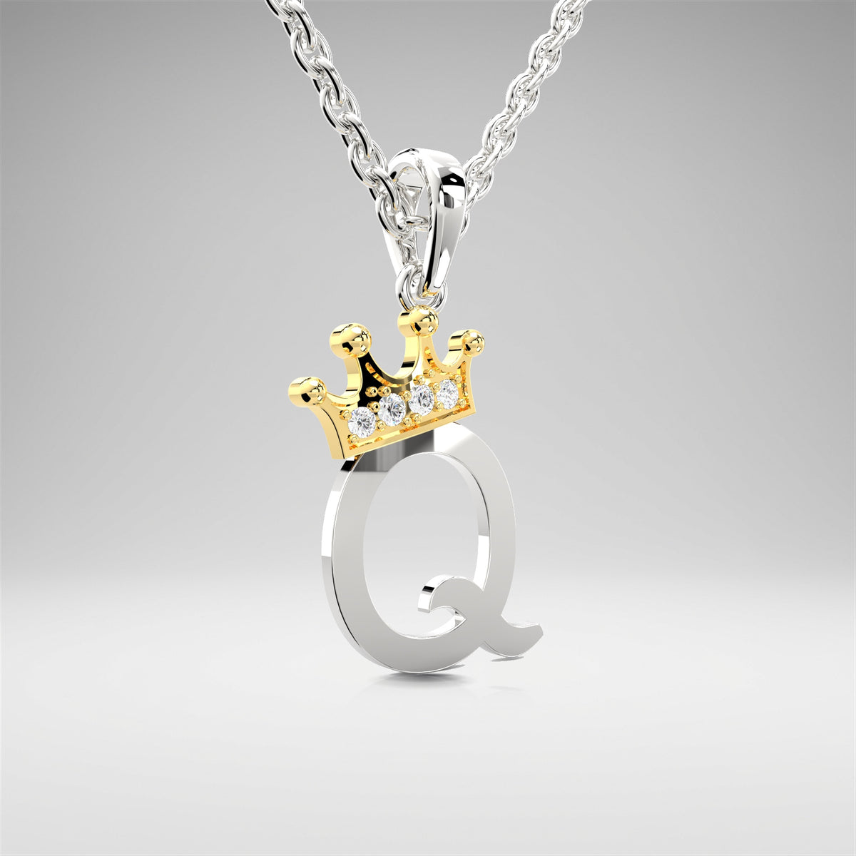 Arias by Lara Dutta Elegant Crowned Alphabet Q Diamond Pendant