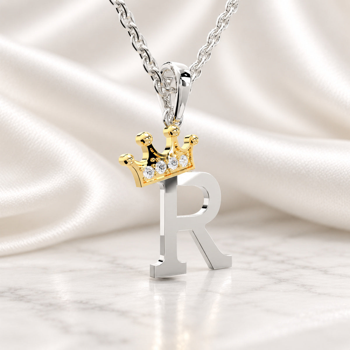 Arias by Lara Dutta Elegant Crowned Alphabet R Diamond Pendant
