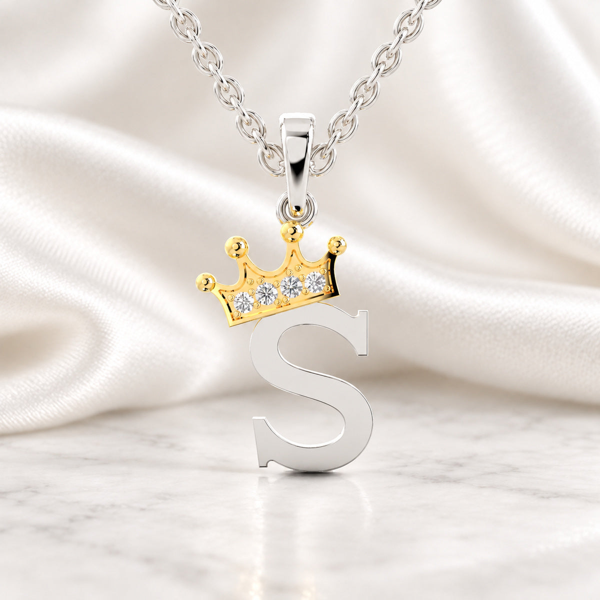 Arias by Lara Dutta Elegant Crowned Alphabet S Diamond Pendant
