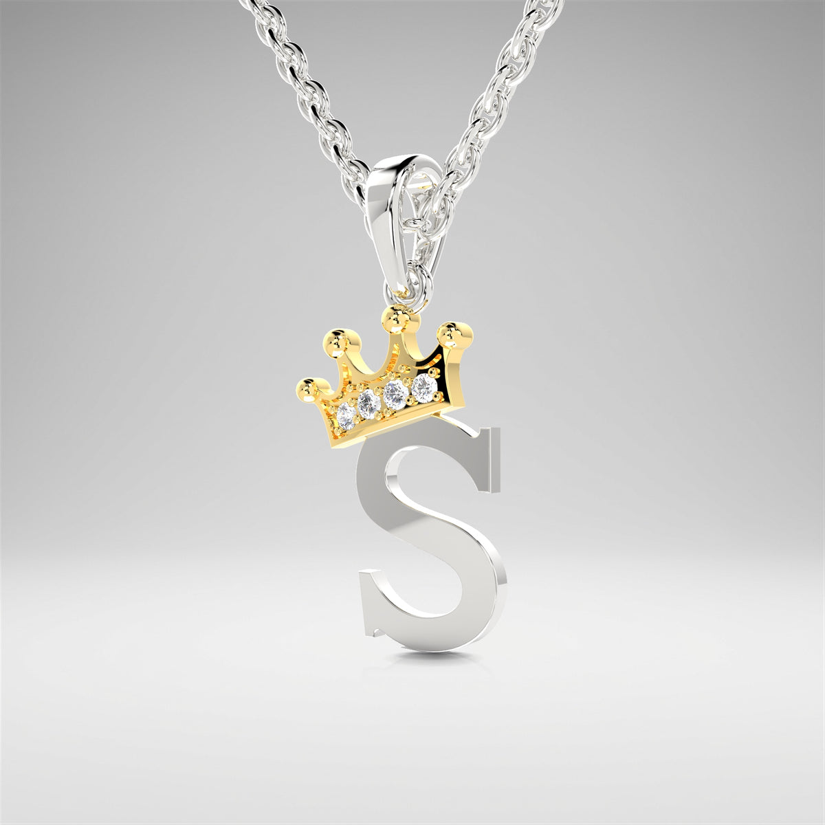Arias by Lara Dutta Elegant Crowned Alphabet S Diamond Pendant