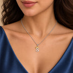 Arias by Lara Dutta Elegant Crowned Alphabet S Diamond Pendant