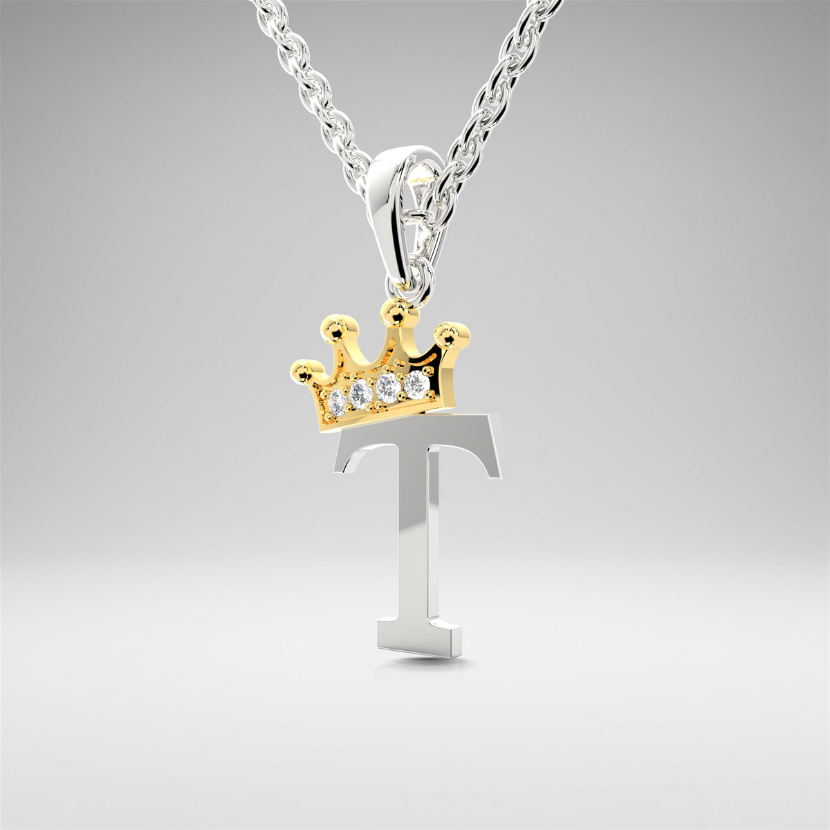 Arias by Lara Dutta Elegant Crowned Alphabet T Diamond Pendant