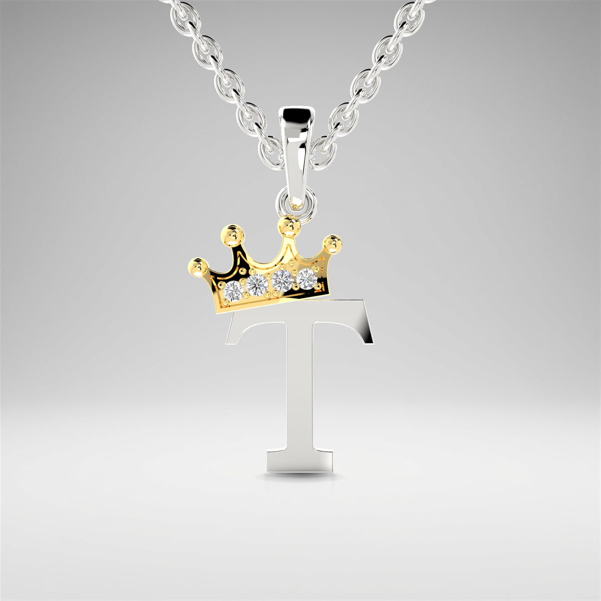 Arias by Lara Dutta Elegant Crowned Alphabet T Diamond Pendant