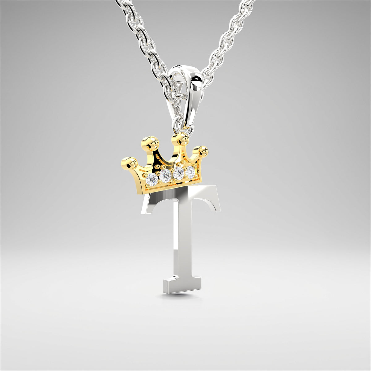 Arias by Lara Dutta Elegant Crowned Alphabet T Diamond Pendant