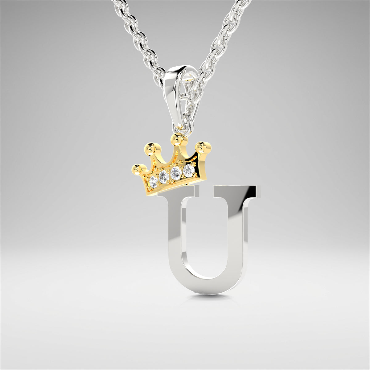 Arias by Lara Dutta Elegant Crowned Alphabet U Diamond Pendant