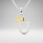 Arias by Lara Dutta Elegant Crowned Alphabet U Diamond Pendant