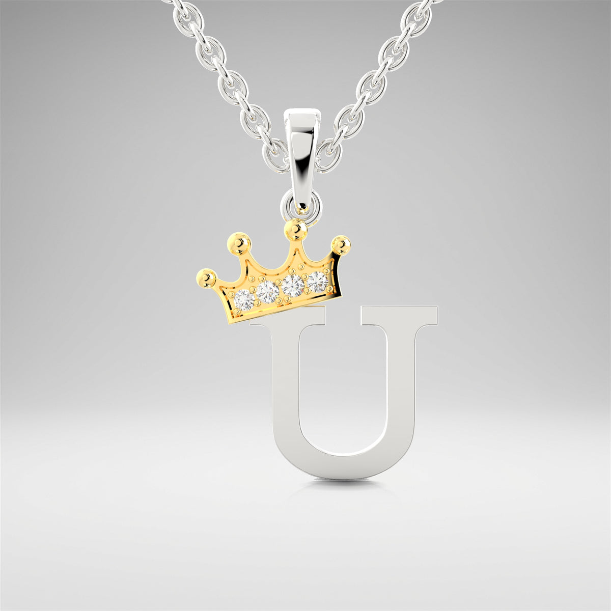 Arias by Lara Dutta Elegant Crowned Alphabet U Diamond Pendant