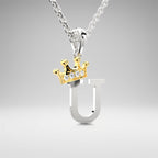 Arias by Lara Dutta Elegant Crowned Alphabet U Diamond Pendant