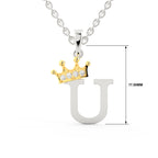 Arias by Lara Dutta Elegant Crowned Alphabet U Diamond Pendant