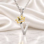Arias by Lara Dutta Elegant Crowned Alphabet V Diamond Pendant