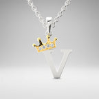 Arias by Lara Dutta Elegant Crowned Alphabet V Diamond Pendant