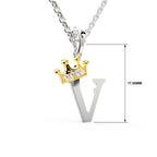 Arias by Lara Dutta Elegant Crowned Alphabet V Diamond Pendant