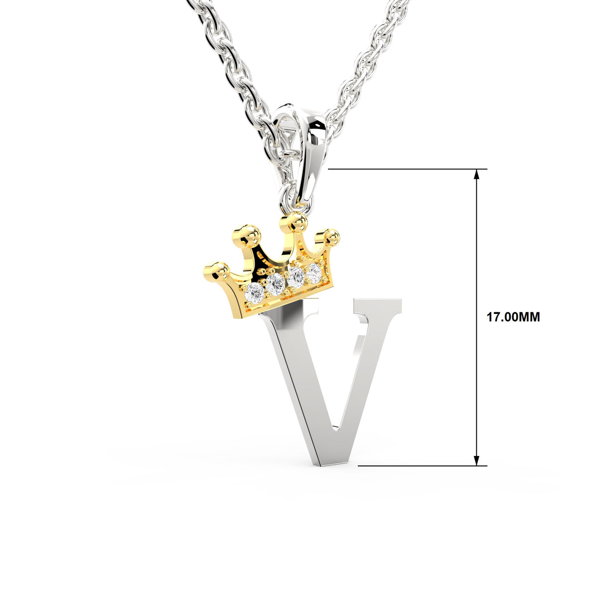 Arias by Lara Dutta Elegant Crowned Alphabet V Diamond Pendant