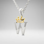 Arias by Lara Dutta Elegant Crowned Alphabet W Diamond Pendant