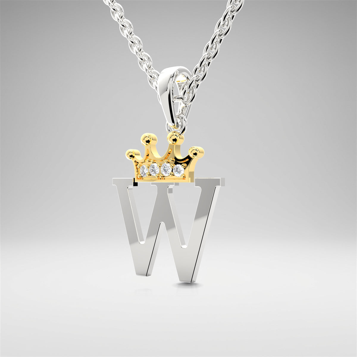 Arias by Lara Dutta Elegant Crowned Alphabet W Diamond Pendant