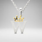 Arias by Lara Dutta Elegant Crowned Alphabet W Diamond Pendant
