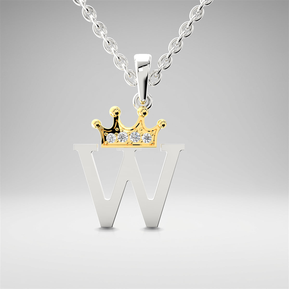 Arias by Lara Dutta Elegant Crowned Alphabet W Diamond Pendant