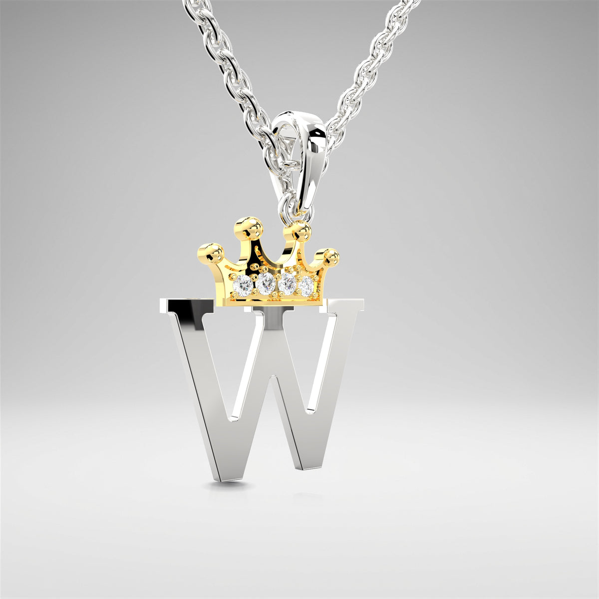 Arias by Lara Dutta Elegant Crowned Alphabet W Diamond Pendant