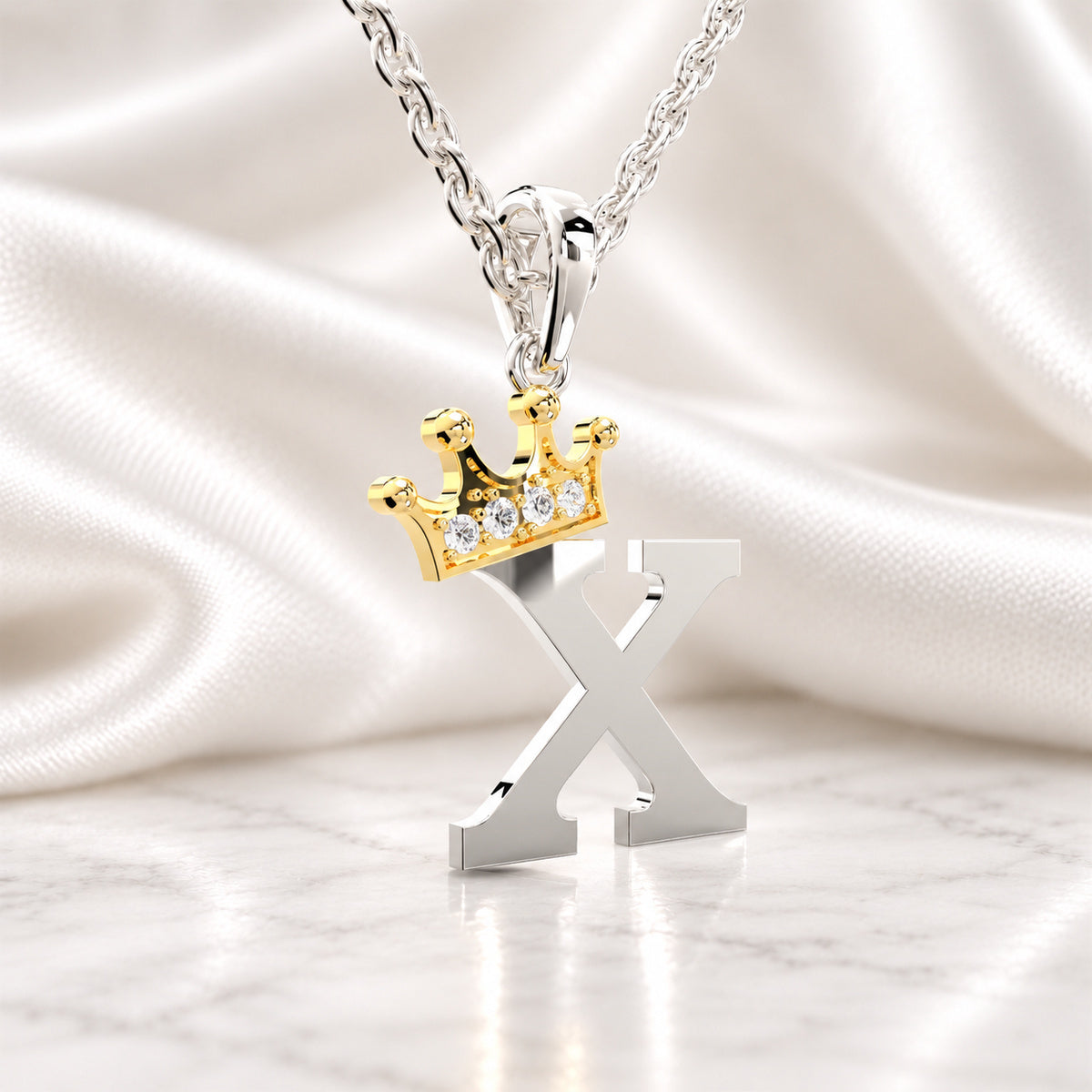 Arias by Lara Dutta Elegant Crowned Alphabet X Diamond Pendant