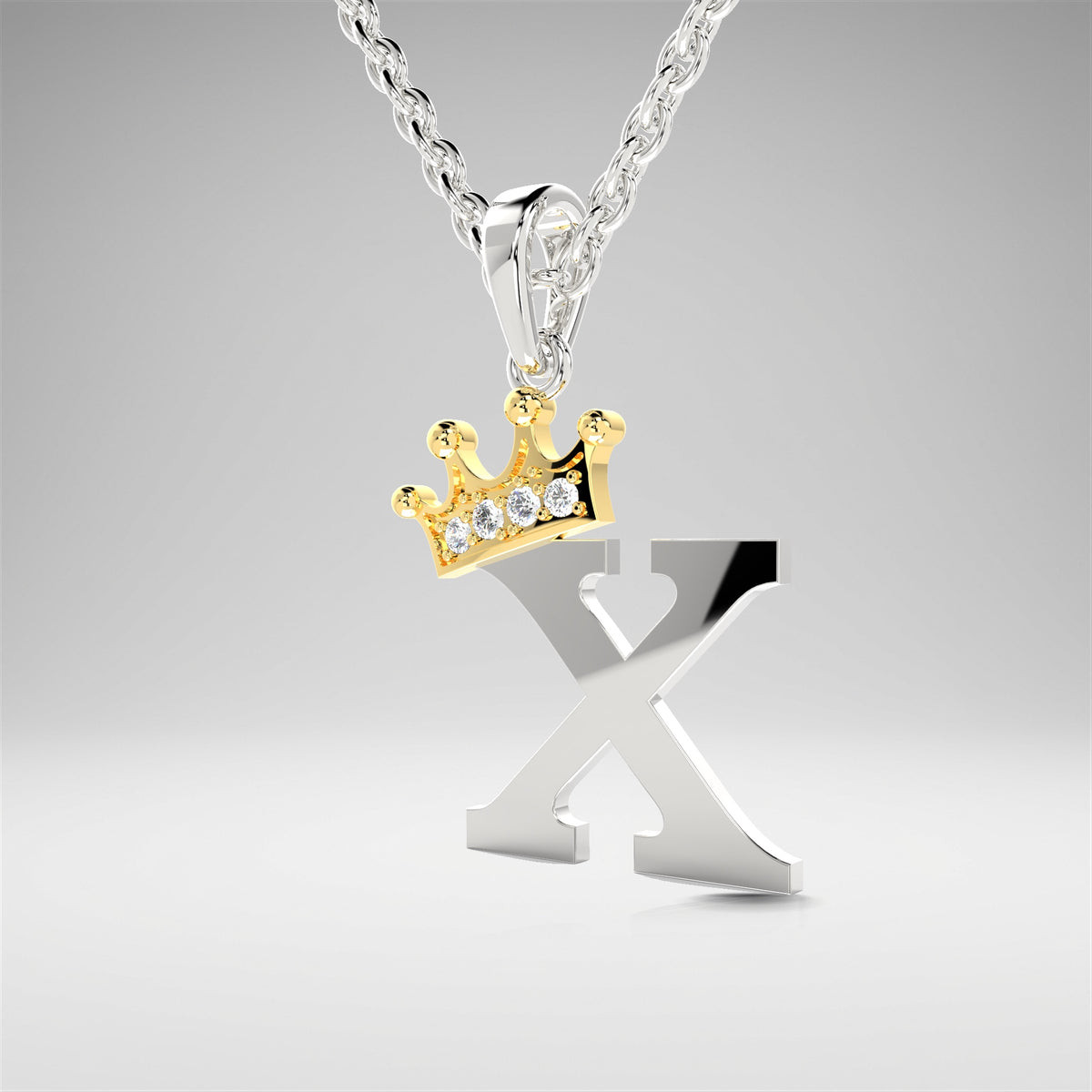 Arias by Lara Dutta Elegant Crowned Alphabet X Diamond Pendant