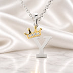 Arias by Lara Dutta Elegant Crowned Alphabet Y Diamond Pendant