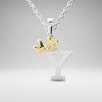 Arias by Lara Dutta Elegant Crowned Alphabet Y Diamond Pendant