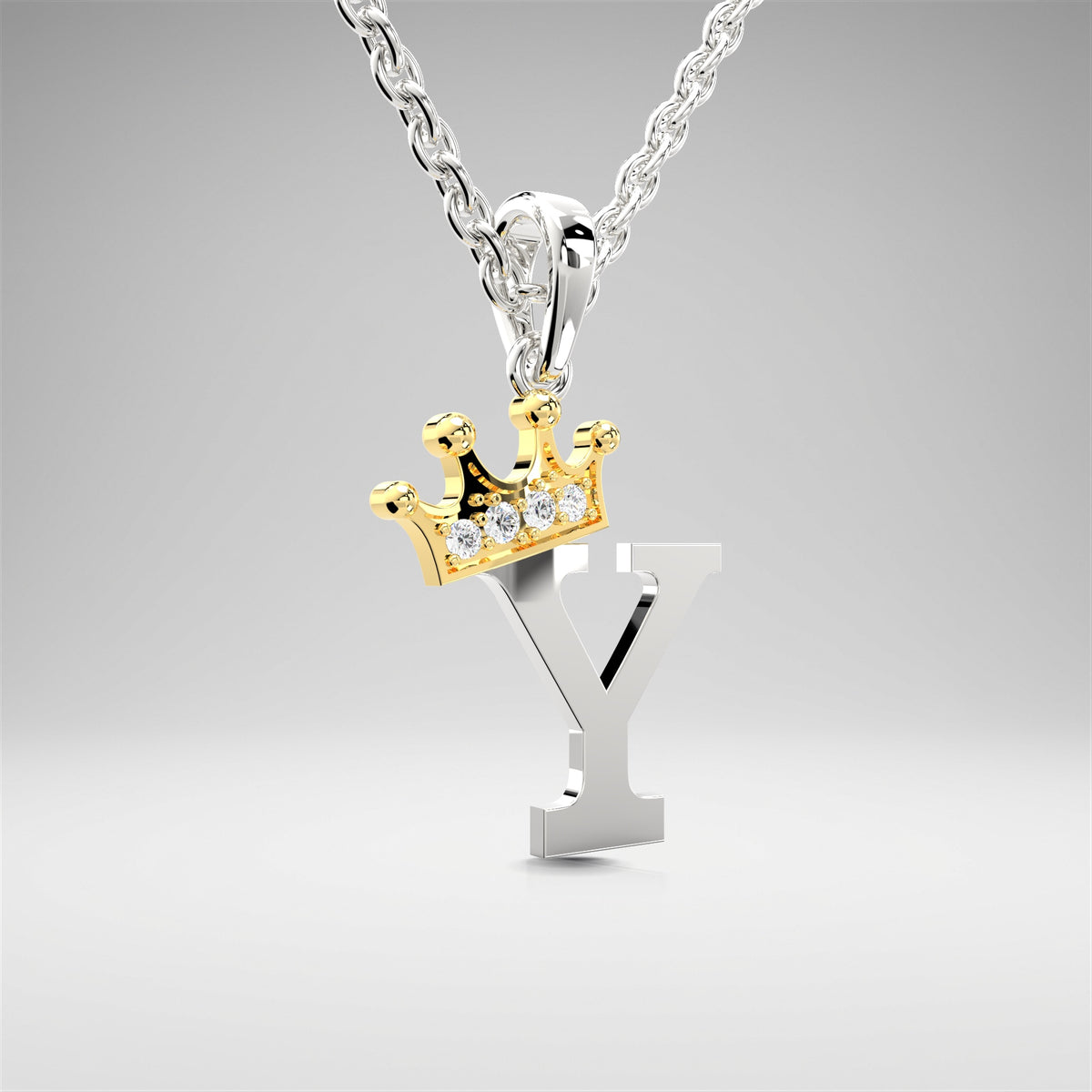Arias by Lara Dutta Elegant Crowned Alphabet Y Diamond Pendant