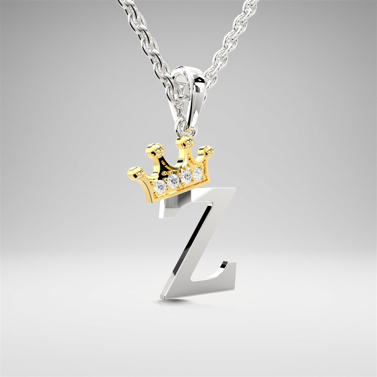 Arias by Lara Dutta Elegant Crowned Alphabet Z Diamond Pendant