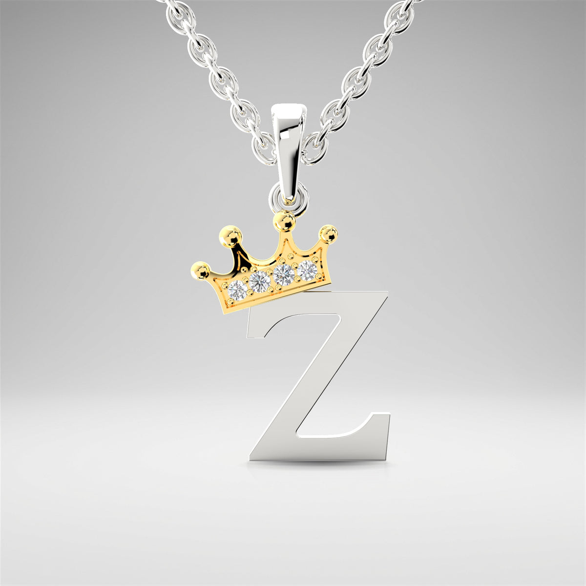 Arias by Lara Dutta Elegant Crowned Alphabet Z Diamond Pendant